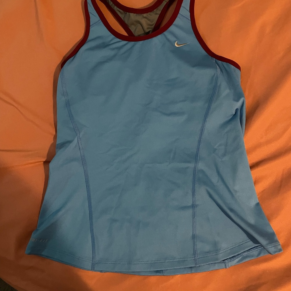 Nike Light Blue Tank Top with Maroon Trim